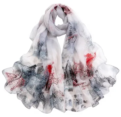 Immagine prodotto di Sciarpa in chiffon da donna, leggera, con motivo floreale, dimensioni 160 x 50 cm
