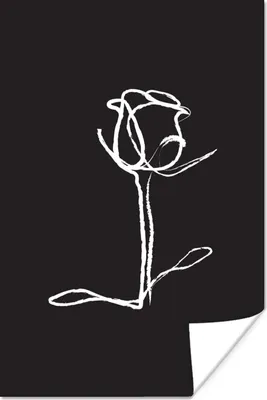Produktbild von MuchoWow® Poster Blumen - Rose - Strichzeichnung 20x30 cm - Papierdruck