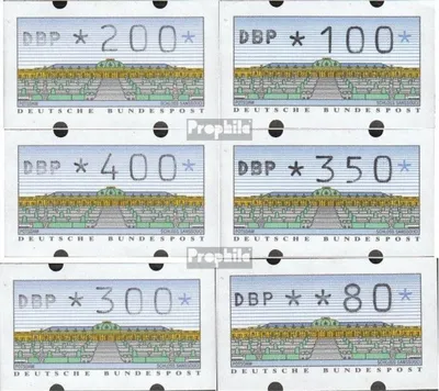 Produktbild von Briefmarken BRD (BR.Deutschland) 1993 Mi ATM2.1, Satz VS1 komplett (80, 100, 200, 300, 350, 400) postfrisch Automatenmarke