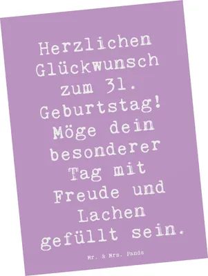 Produktbild von Mr. & Mrs. Panda Postkarte Spruch 31. Geburtstag - Lavendeltraum - Geschenk, Ansichtskarte, Grußkarte, Lebensfreude, Alter, Fotokarte, Geburtstagssprüche 31, Postkarten