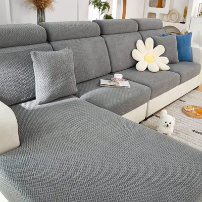 Produktbild von Sofakissenbezug L-Form Grau 155-185cm Stretch rutschfest