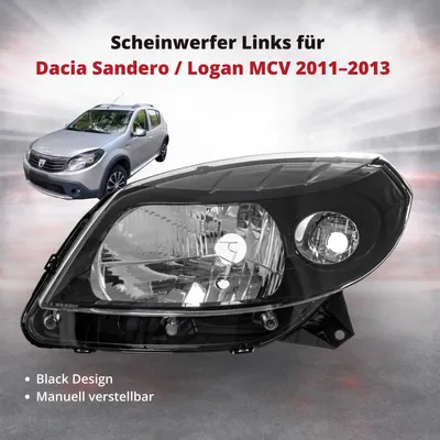 Produktbild von Scheinwerfer Frontscheinwerfer Links für Dacia Sandero / Logan MCV 2011–2013 | Schwarz | manuell verstellbar | OEM 8200526423