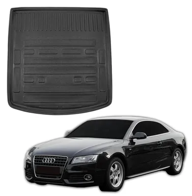 Produktbild von SCOUTT | Kofferraumwanne Laderaumwanne Kompatibel mit Audi A4 B8 / A5 Sedan 2008-2016, mit Hoher Rand, Kofferraum-Schutzmatte, Geriffelt, Aufrollbar, Schwarz