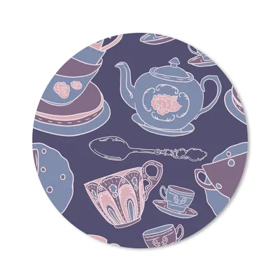 Produktbild von MuchoWow® Mauspad Mousepad Muster - Tee - Tasse - Teekanne 30x30 cm - Mousepads - Maus Mat - Pad - Mausunterlage - Tischunterlage - Schreibtischmatten