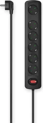 Produktbild von Hama 00223058, 6 AC-Ausgänge, 1,5 m, Kabelgebunden, Schwarz, 445 mm, 95 mm
