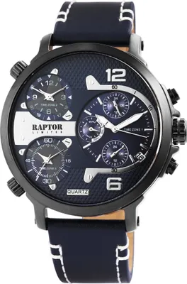 Produktbild von RAPTOR LIMITED Multifunktions-Herrenuhr "Maxx" mit Echtlederband