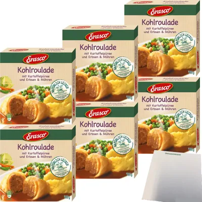 Produktbild von Erasco Kohlroulade in Sauce mit Kartoffelpüree Erbsen und Möhren 6er Pack (6x480g Packung) + usy Block