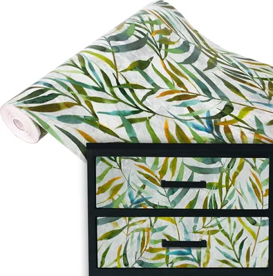 Produktbild von Klebefolie Möbel 45x100 cm - Pflanzenmotiv - Selbstklebende Möbelfolie in Deko-Stil - Folie für Möbel ideal zum Renovieren von Schränken, Türen und Arbeitsplatten