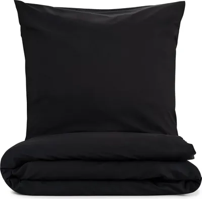 Produktbild von Blumtal Basic Bettwäsche 135x200 cm & Kissenbezug 80x80 cm - Bettbezüge aus Atmungsaktivem Mikrofaser, Superweiches Bettbezug Set, , 2teilig - Schwarz