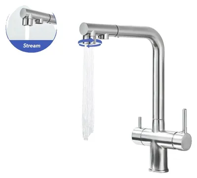 Obrázek produktu pro Kuchyňská baterie, výsuvná sprchová hlavice, otočná o 360 stupňů, povrchová úprava kartáčovaným niklem