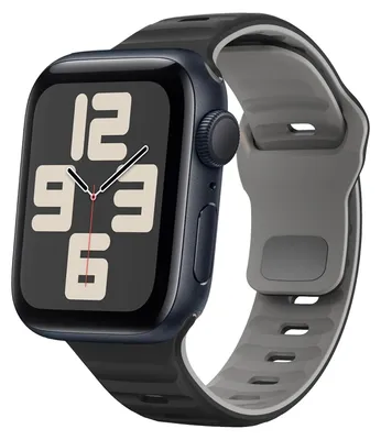 Produktbild von Für Apple Watch SE 2023 40mm Silikon Design Wellenstruktur Armband Schwarz / Grau