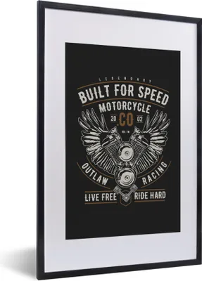 Produktbild von MuchoWow® MuchoWow® Gerahmtes Poster Mancave - Motor - Flügel - Vintage 40x60 cm - Poster mit zchwarzem Bilderrahmen - Poster in Rahmen