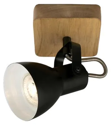 Zdjęcie produktu dla Kinkiet ścienny obrotowy retro GU10 35 W czarny drewno-metal Briloner