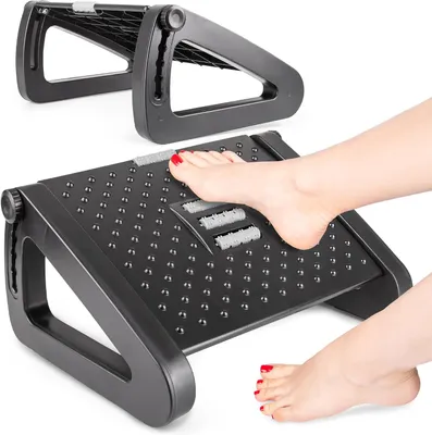Produktbild von Ergonomischer Fußstützen-Schreibtisch mit Massagefunktion – Höhenverstellbarer Fußhocker für den Schreibtisch – Schwarz