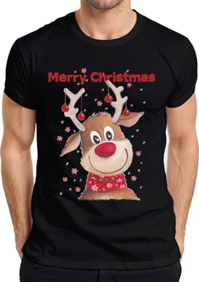 Produktbild von Merry Christmas süßes Rentier - Weihnachten Weihnachtsgeschenk Christmas Herren T-Shirt, Schwarz, XL