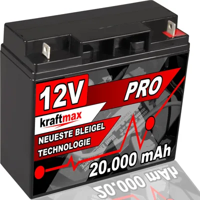 Produktbild von Kraftmax Industrial Pro Bleiakku [ 12V / 20Ah ] AGM Hochleistungs- Blei Akku der Neusten Generation