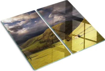 Obrázok produktu pre Sklenená ochranná doska – Kryt varnej dosky – Kryt na indukčnú dosku – 2x30x52 cm – Rýchle čistenie – Tvrdené sklo – Vrcholová krajina