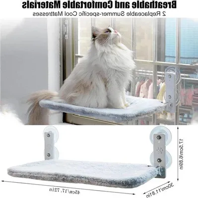 Produktbild von Famanu Katzenhängematte 45x30cm Faltbar und Stabil - Stabile Hängematte für Katzen mit 4 Saugnäpfen - Bis 18kg