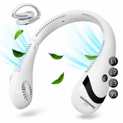 Produktbild von Vulpes Goods Nackenventilator, Mini Ventilator, Tragbarer Gesichtslüfter, USB aufladbar, Wiederaufladbar, 3 Stufen, KI-generiertes Bild