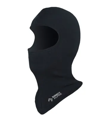 Schwarze Balaclava Sturmhaube von DirectAlpine; geeignet für kalte Wetterbedingungen.