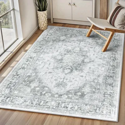 Productafbeelding van Vloerkleed 90x150 cm, vintage, laagpolig, machinewasbaar, antislip, voor woonkamer