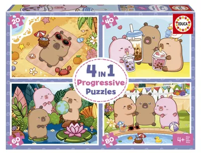 Imagen del producto de Educa Wasserschwein Capyfun, puzzle de 20, 40, 60 y 80 piezas, multicolor, para niños, talla única