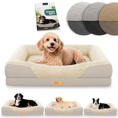 Image de Lit orthopédique pour chien ELONEO, taille S - Crème