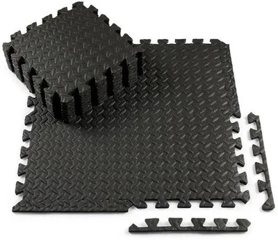 Obrázek produktu pro Podložka na ochranu podlahy pro fitness, podlahové rohože, ochranné podložky pro fitness, rozměr 30 x 30 cm, sportovní podložka, puzzle podložka, podlaha pro fitness, puzzle podložka, 48 kusů, protiskluzová a odolná, černá, pro sport, jógu, fitness