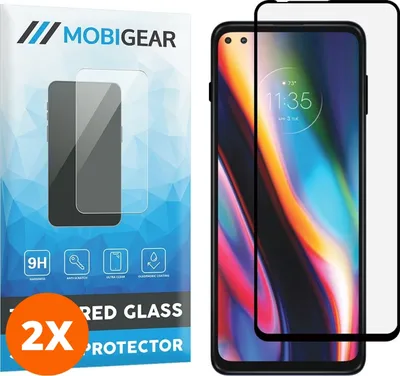 Produktbild von Mobigear Premium 4.99 Motorola Moto G 5G Plus Panzerglas Gehärtetes Glas Displayschutz - Hüllenfreundlich - Schwarz (2er Pack)