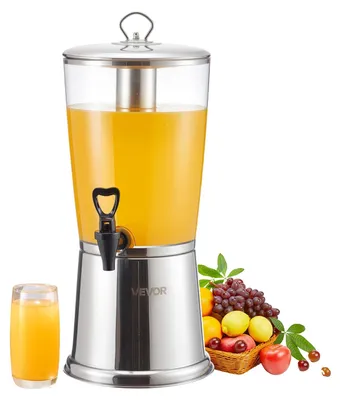 Obrázek produktu pro Dávkovač nápojů VEVOR (1 x 8 l) pro večírky Dávkovač šťávy (z nerezové oceli + plastu) s dávkovačem vody z kohoutku odolným proti odkapávání pro restaurace večírky, dávkovač limonád a ledového čaje pro domácí nápoje