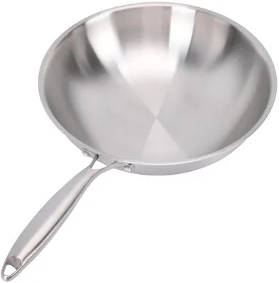 Obrázek produktu pro Nerezová pánev wok s nepřilnavým povrchem, vhodná pro všechny typy sporáků