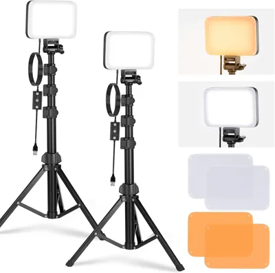 Obrázok produktu pre Sada LED osvetľovacích panelov – videolampy, štúdiové lampy, panelové lampy, fotolampy – 2 kusy s statívmi a filtrami