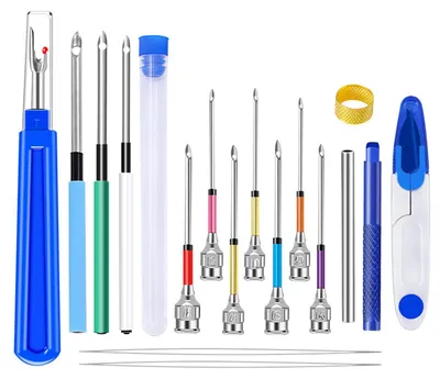 Punch Needle Set, 18-teilig, mit Griffen, Nadeln & Zubehör