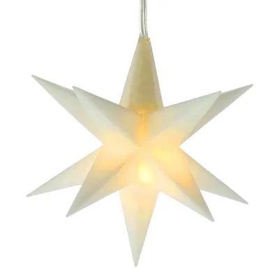 Produktbild von 3D Weihnachtsstern 12 cm mit Timer - weiß - Deko Leuchtstern Batterie betrieben für Innen