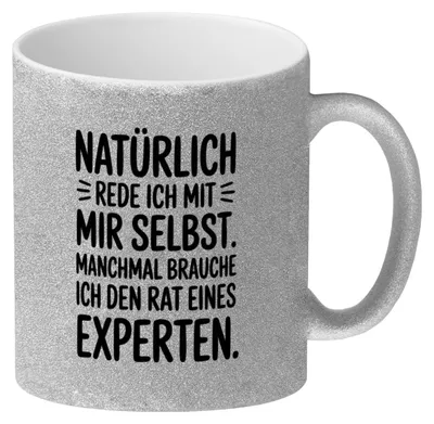 Produktbild von Expertengespräch Glitzer-Kaffeebecher mit Selbstironie
