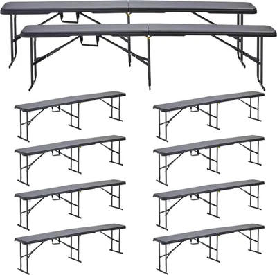 Produktbild von Klappbare Bänke 180cm 3 Plätze - Set von 10 - Oviala Rekkem