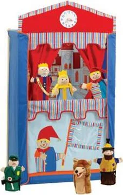 Produktbild von roba Kasperletheater, Puppentheater inkl. 6 Handpuppen, Kaspertheater aus Massivholz, freistehend