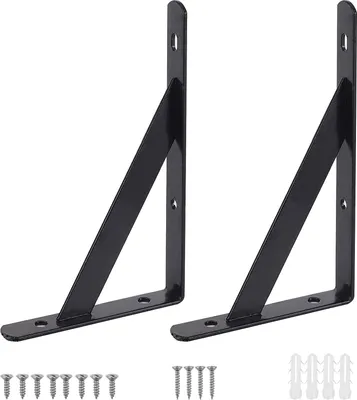 Produktbild von 2 Stück Regalträger,150 x 95 x 15 mm,Schwarz Schwerlast Regalhalterung,Metall Regal Halterung Schwerlastträger,L-Winkel Regal,Tragkraft 40KG