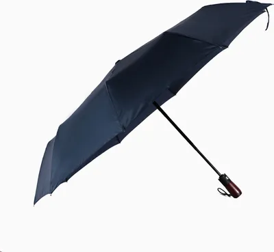 Image de Biggdesign Moods Up Parapluie automatique premium, poignée en bois bleu foncé, coupe-vent & imperméable, protection UV, léger & compact, idéal pour les voyages
