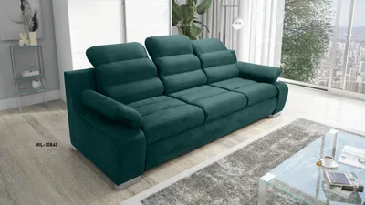 Produktbild von Sofa DENVER - mit Schlaffunktion, Schlafsofa, Dreisitzer, mit manueller Kopfteil-Verstellung, hohe Belastbarkeit - Dunkeltürkis
