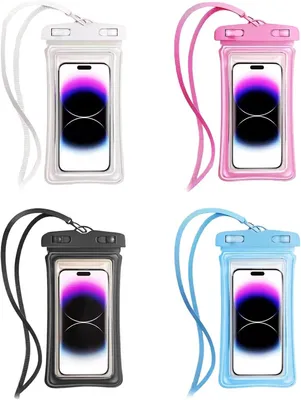 Produktbild von Wasserdichte Handyhülle 4 Stück, IPX8, bis 7,2 Zoll, mit Trageband, für Strand