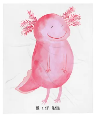 Produktbild von Mr. & Mrs. Panda Plaid Axolotl Glücklich - Weiß - Geschenk, Lurch, Motivation, Sofadecke, Schlafdecke, Kuscheldecke, Tagesdecke, Bettdecke, Schwanzlurch, Decke