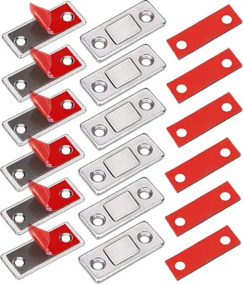Produktbild von 6 Stück - Ultradünne unsichtbare Schranktürmagneten, selbstklebende Schubladensicherung Schrankmagnetverschluss für Küchenschranktürmagnet, Türsicherung Schrankmagneten