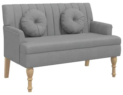 Produktbild von vidaXL Sitzbank mit Kissen Hellgrau 113x64,5x75,5 cm Stoff