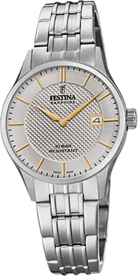 Produktbild von Festina Edelstahl Damen Uhr F20006/2 Armband-Uhr silber Swiss Made D2UF20006/2