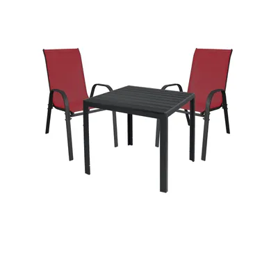 Produktbild von Gartengarnitur Sitzgarnitur 3-tlg. 90x90cm Non-Wood Anthrazit/Schwarz
