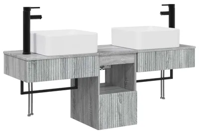 Produktbild von Badezimmermöbel-Set 3 stk. Grau Sonoma Holzwerkstoff
