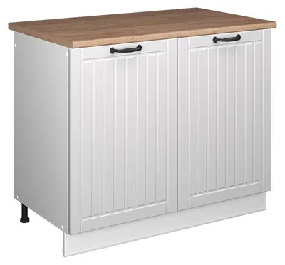 Image de Meuble bas sous-évier Vicco Fame-Line Blanc campagne/Blanc 100cm, PT Chêne, Model 61924