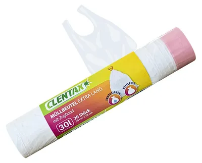 Produktbild von CLENTAX Müllbeutel 30L mit Zugband 20 St Extra Lang - Reissfest Tropfischer Zugbandbeutel
