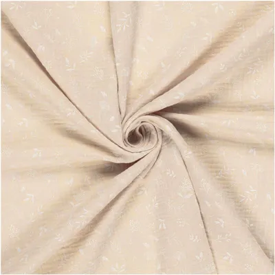 Musselin-Stoff Little Flower ab 0,5m Oeko-Tex Double Gauze Windeltuch Mulltuch vanille